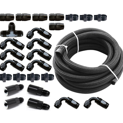 Torque Solution Braided Fuel Line Kit for -6 Aeromotive FPR & Flex Fuel Kit - 02-14 Subaru WRX
