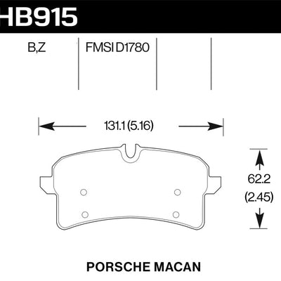 Hawk 15-18 Porsche Macan Performance Ceramic Rear Brake Pads