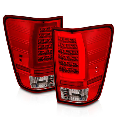 ANZO 04-15 Nissan Titan Full LED Taillights Chrome Housing Red/Clear Lens
