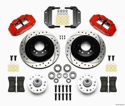 Wilwood Narrow Superlite 6R Front Hub & 1PC Rtr Kit 12.88in Drilled -Red Magnum Force Drop Spindle