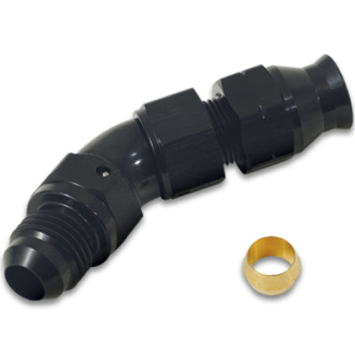 Vibrant 45 Degree 1/2in Tube to Male -8AN Flare Adapter w/ Olive Inserts
