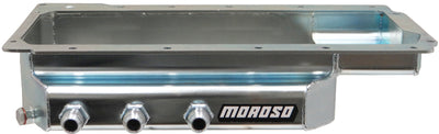 Moroso GM LS (w/Three Right Side Pick Ups) Fabricated Dry Sump 4in Steel Oil Pan