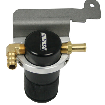 Moroso 07-14 Ford Mustang GT500 Air/Oil Separator Catch Can - Small Body - Billet Aluminum - Black