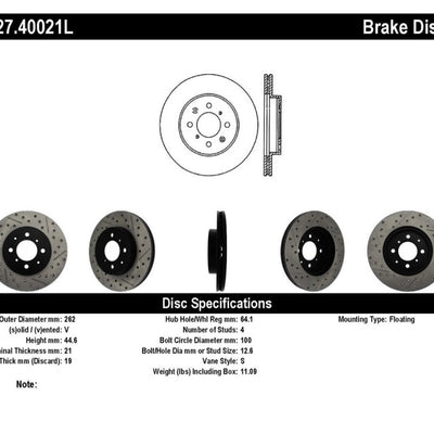 StopTech 90-01 Acura Integra (exc. Type R) / 01-05 Honda Civic / 07+ Honda Fit / 93-97 Del Sol VTEC