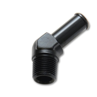 Vibrant 3/8 NPT to 1/2in Barb Straight Fitting 45 Deg Adapter - Aluminum