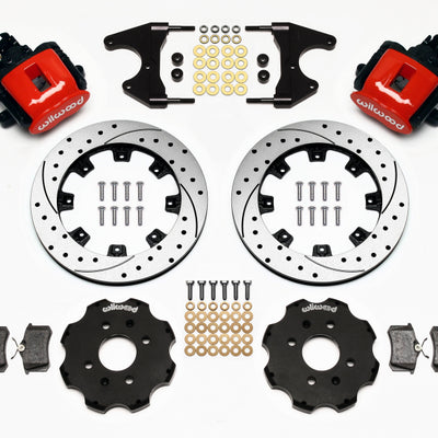 Wilwood Combination Parking Brake Rear Kit 12.19in Drilled Red Civic / Integra Drum 2.46 Hub Offset
