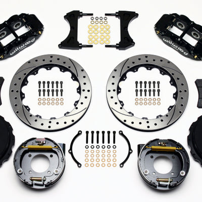 Wilwood Narrow Superlite 4R Rear P-Brk Kit 12.88in Drilled Chevy 12 Bolt w/ C-Clips Staggered mt