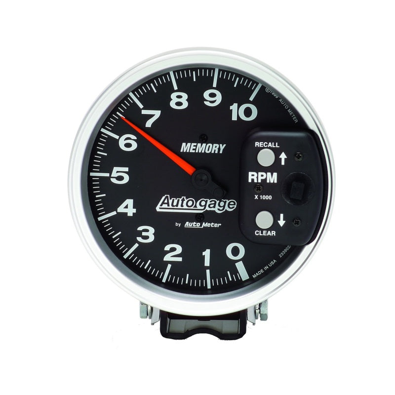 Autometer 5 inch 10,000 RPM w/ Peak Memory Pedestal Tachometer Auto Gauge - Black