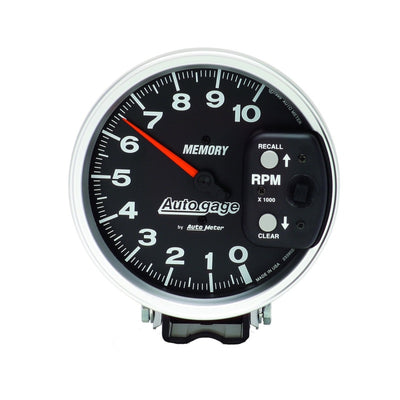 Autometer 5 inch 10,000 RPM w/ Peak Memory Pedestal Tachometer Auto Gauge - Black