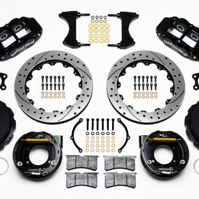 Wilwood Narrow Superlite 4R Rear P-Brk Kit 12.88in Drilled Small Ford 2.66in Offset