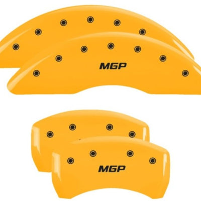MGP 4 Caliper Covers Engraved Front & Rear MGP Yellow Finish Black Char 2018 Mercedes-Benz GLE43 AMG