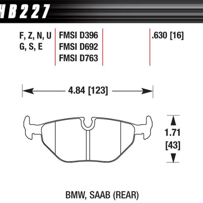 Hawk 1992-1998 BMW 318i HPS 5.0 Rear Brake Pads