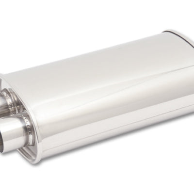 Vibrant StreetPower Oval Muffler 5in x 9in x 15in - 3in inlet/Dual Outlet (Center In - Dual Out)