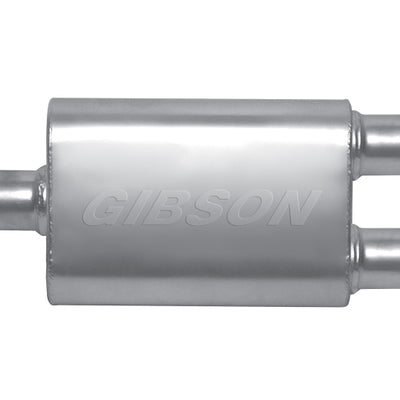 Gibson MWA Superflow Center/Dual Oval Muffler - 4x9x14in/3in Inlet/3in Outlet - Stainless