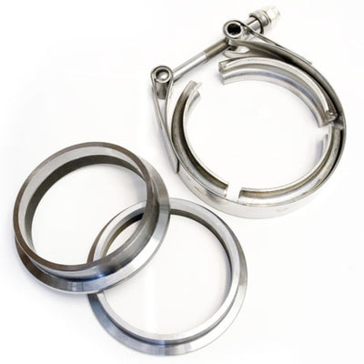 ATP 3.5in Stainless Steel V-Band Flange/Clamp Set (4.25in OD Flanges/Grooved for 3.5in Tube)