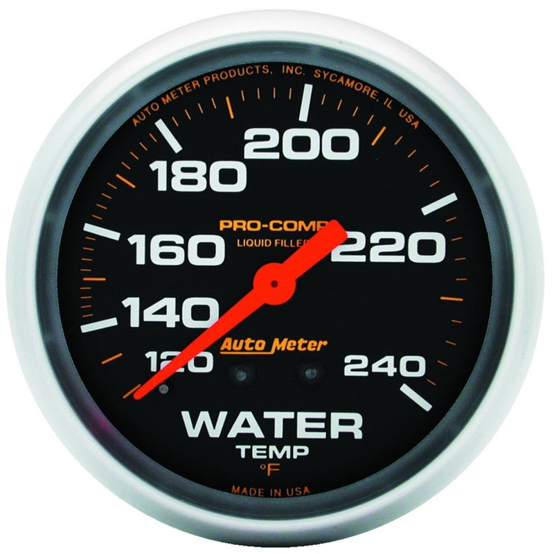Autometer Liquid Filled Mechanical 66.7mm 120-240 deg F Water Temperature Gauge Includes 6in Tubing