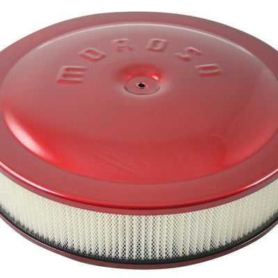 Moroso Racing Air Cleaner - 14in x 3in Filter - Aluminum - Red Powder Coat