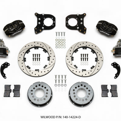 Wilwood Forged Dynalite P/S Rear Kit w/MC4 P-Brake Drilled Chev 12 Bolt w/Clip Eliminator