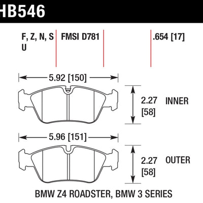 Hawk DTC-70 Brake Pads 98-02 BMW Z3/03-08 BMW Z4