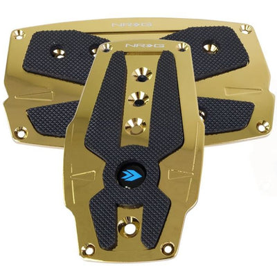 NRG Aluminum Sport Pedal A/T - Chrome Gold w/Black Rubber Inserts