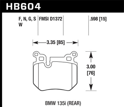 Hawk BMW 135i DTC-30 Race Rear Brake Pads