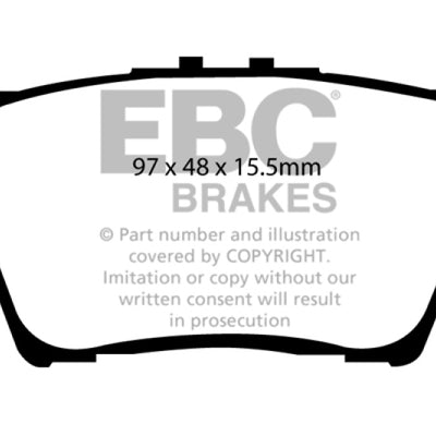 EBC 13+ Lexus ES300h 2.5 Hybrid Redstuff Rear Brake Pads