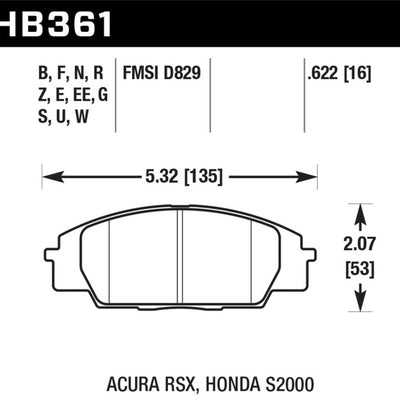 Hawk 02-06 Acura RSX Type S / 06-11 Honda Civic Si Coupe / 00-09 S2000 DTC-30 Race Front Brake Pads