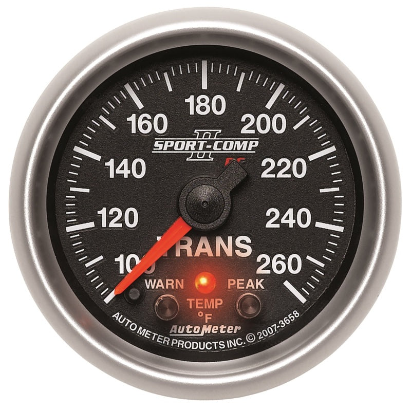 Autometer Elite 52.4mm 100-260F Transmission Temperature Peak & Warn w/ Electronic Control Gauge