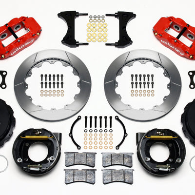 Wilwood Narrow Superlite 4R Rear P-Brk Kit 12.88in Red Big Ford Old Style 2.36in Offset