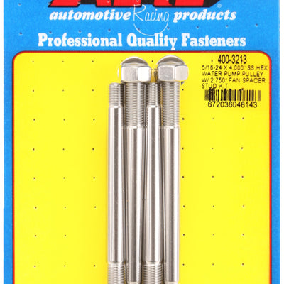 ARP 5/16-24 X 4.000 SS Hex Water Pump Pulley w/ 2.750in Fan Spacer Stud Kit