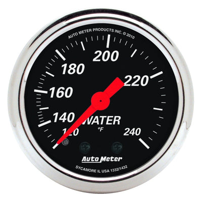 Autometer Designer Black 2 1/16in 120-240 Deg F Mechanical Water Temp Gauge