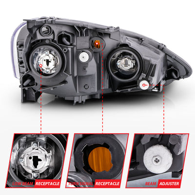 ANZO 2002-2004 Acura RSX Crystal Headlights Black