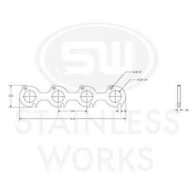 Stainless Works Small Block Ford 4.6L 2V Round Port Header 304SS Exhaust Flanges 1-5/8in Primaries