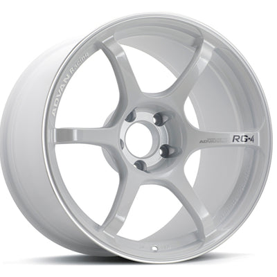 Advan RG-4 18x8.5 +44 5x100 Racing White Metallic and Ring Wheel