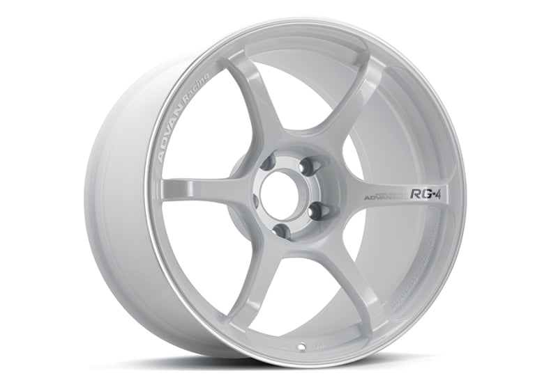 Advan RG-4 18x8.5 +50 5x114.3 Racing White Metallic and Ring Wheel