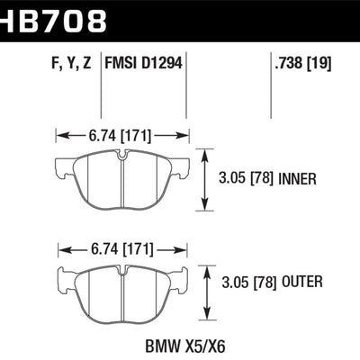 Hawk 18-19 BMW X6 xDrive35i 3.0L HPS 5.0 Front Brake Pads