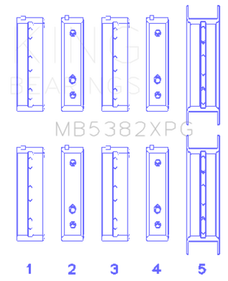 King Subaru EJ20/EJ22/EJ25 (Thrust in #5 Position) Tri-Metal Perf Main Bearing Set - Size +0.25mm