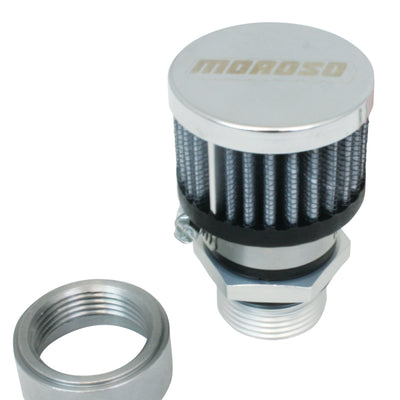 Moroso Weld-On Valve Cover Breather Kit - Steel Valve Covers - Chrome Finish