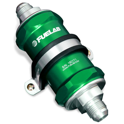 Fuelab 818 In-Line Fuel Filter Standard -12AN In/Out 10 Micron Fabric - Green