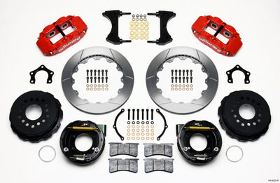 Wilwood Narrow Superlite 4R Rear P-Brk Kit 12.88in Red Mopar/Dana 2.36in Off w/Snap Ring Bearing
