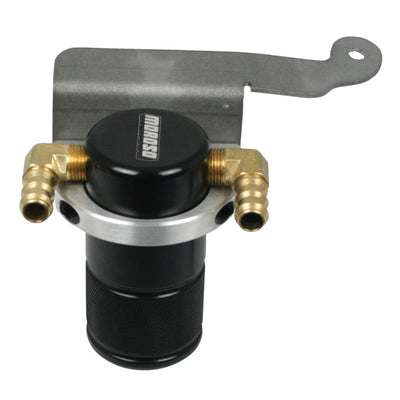 Moroso 11-14 Ford Mustang GT Air/Oil Separator Catch Can - Small Body - Billet Aluminum - Black