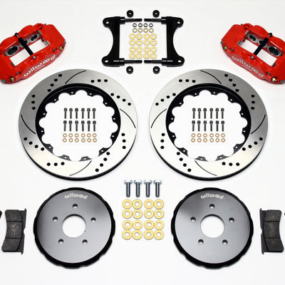 Wilwood Narrow Superlite 6R Front Hat Kit 14.00in Drill Red Nissan 370Z/Fiti G37