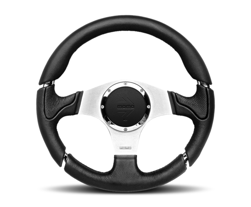 Momo Millenium Steering Wheel 350 mm - Black Leather/Black Stitch/Brushed Spokes