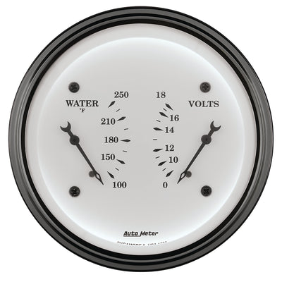 AutoMeter Gauge Dual Wtmp & Volt 3-3/8in. 250 Deg. F & 18V Elec Old Tyme White