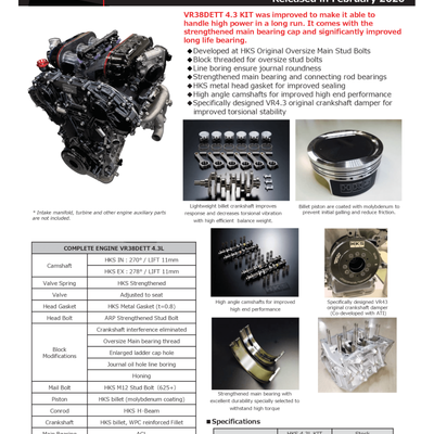 HKS Nissan R35 GT-R / GT-R Nismo VR38 4.3L SHORT ENGINE