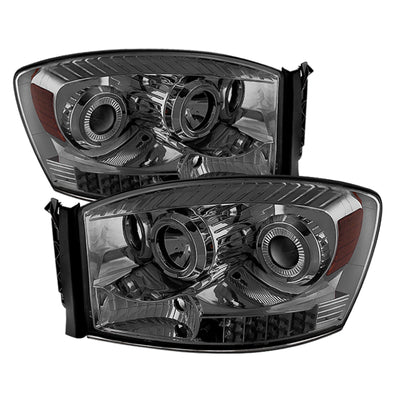 xTune Dodge Ram 1500 06-08 / Ram 2500/3500 06-09 Halo Projector Headlights Smoked PRO-JH-DR06-LED-SM