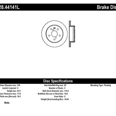 StopTech 06-09 Lexus IS350 / 07-11 GS350 2WD Drilled Left Rear Rotor