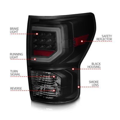 ANZO 07-11 Toyota Tundra Full LED Taillights Black Housing Smoke Lens G2 (w/C light Bars)