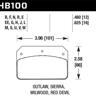 Hawk Wilwood DL Outlaw / Sierra DTC-50 Brake Pads