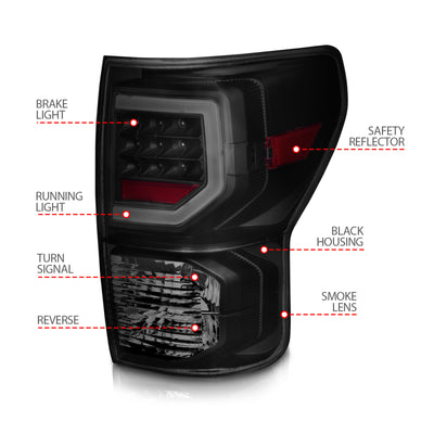 ANZO 07-11 Toyota Tundra Full LED Taillights Black Housing Smoke Lens G2 (w/C light Bars)